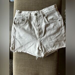 Agolde Denim Cutoff Shorts - White - 25